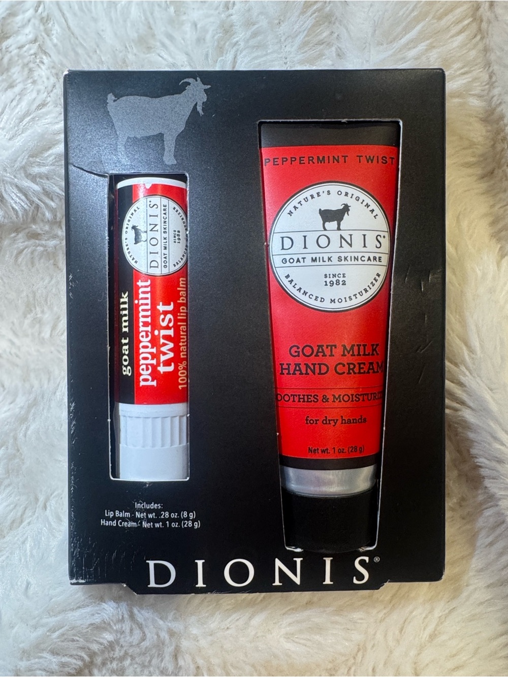 Dionis Peppermint Twist Goat Milk Hand Cream & Lip Balm Set